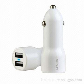 Universal Dual USB Car Chargers, 5V/2A, Competitive Sizes, Fit for All Brands of Notebooks